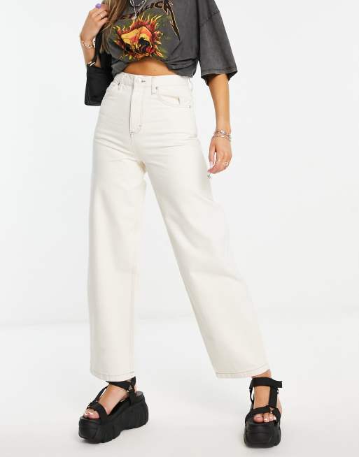 Topshop - Ecru løstsiddende jeans
