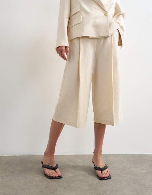 Topshop - Ecrufarvede culotte-bukser med lav talje, 2 af 5