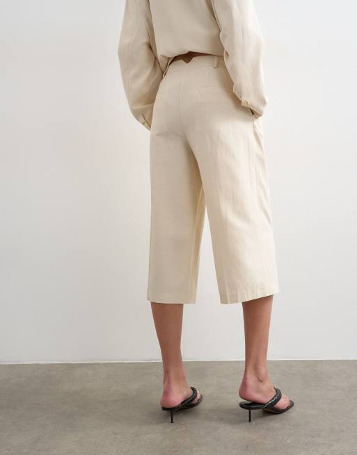 Topshop - Ecrufarvede culotte-bukser med lav talje, 3 af 5