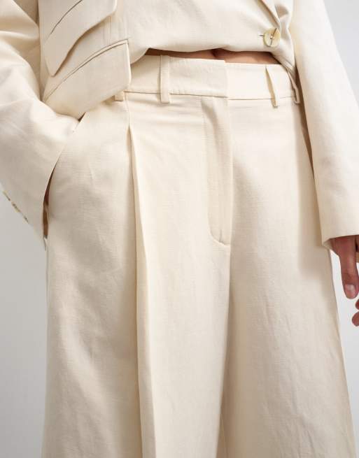 Topshop - Ecrufarvede culotte-bukser med lav talje, 4 af 5