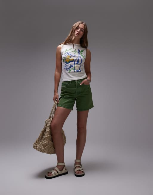 Topshop - Ecrufarvet tanktop med grafisk 'Olio'-print, 2 af 4
