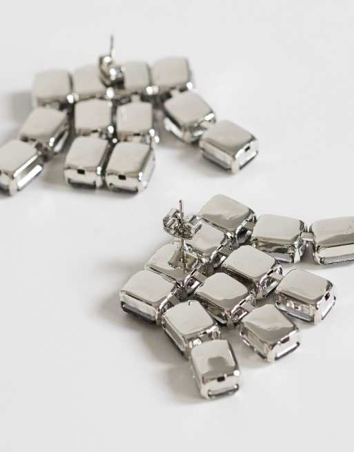 Topshop - Eddie - Boucles d'oreilles carrées - Noir, 4 de 4