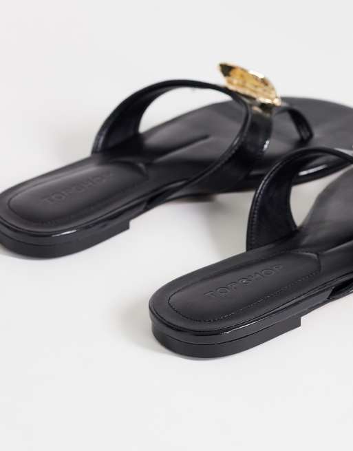 Topshop - Eden - Teensandalen met hardware in zwart, 4 van 4