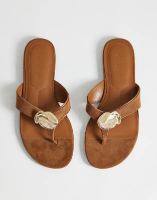 Topshop Eden Toe Thong Sandal With Hardware In Brown