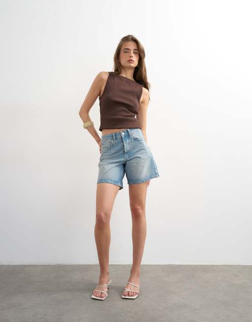 Topshop - Editor - Denim short in bleekwassing, 3 van 5