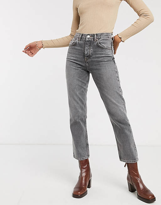 Topshop – Editor – Gerade geschnittene Jeans in Grau
