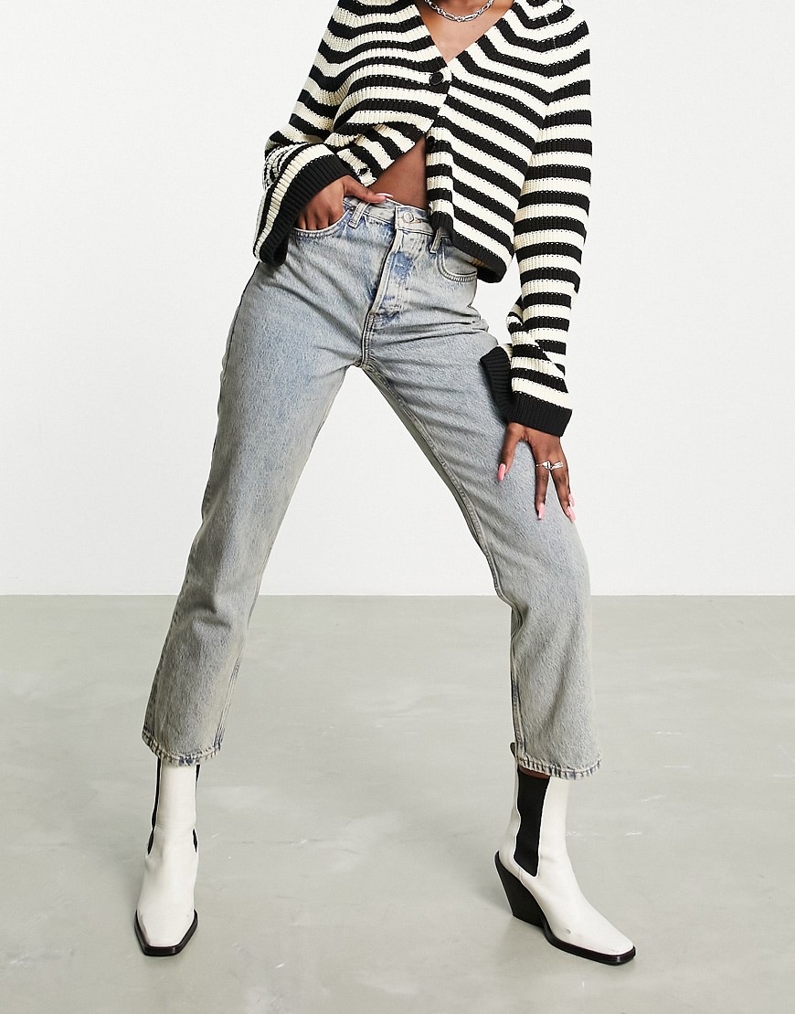 Topshop Editor jeans in dirty bleach wash-Blue