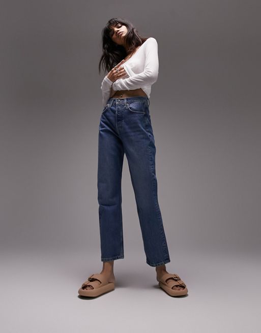 Topshop Editor jeans in mid blue 