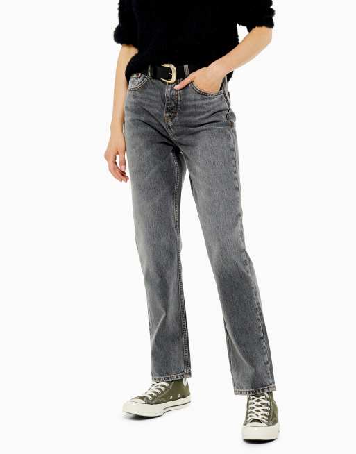 Topshop - Editor - Jeans met rechte pijpen in grijs 