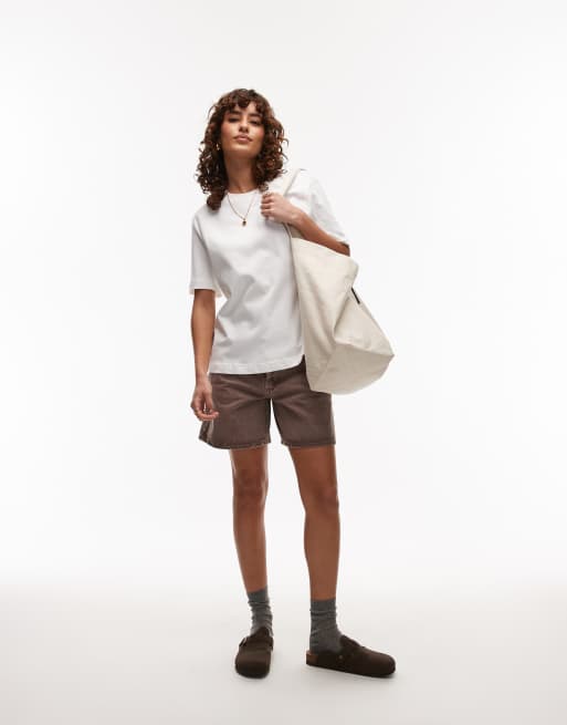 Topshop – Editor – Jeans-Shorts in Otterbraun, 2 von 5