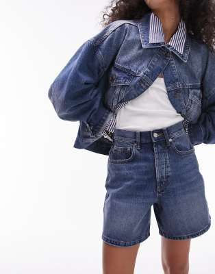 Topshop - Editor - Jeans-Shorts in reichem-Blau