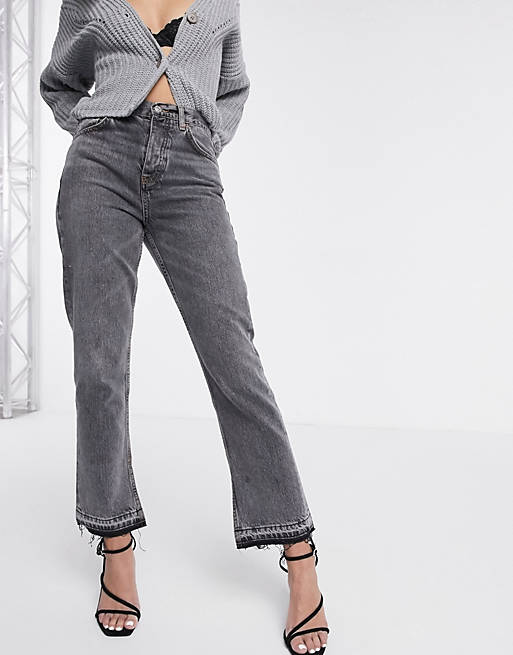 Women Topshop Editor jeans with split hem in grey 