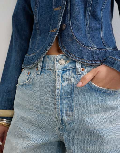 Topshop – Editor – Jeansshorts im Used-Look mit ausgeblichener Optik, 2 von 5