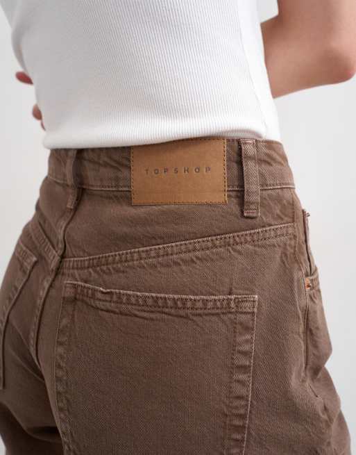 Topshop – Editor – Jeansshorts in Braun, 4 von 5