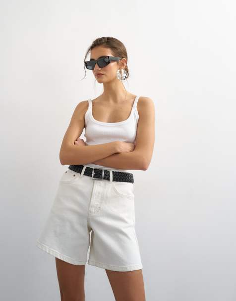 Topshop – Editor – Kredowe szorty jeansowe ze stretchem - view 1