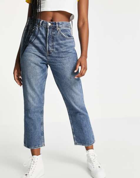 Topshop – Editor – Niebieskie jeansy o prostym kroju z podwyższonym stanem - view 1