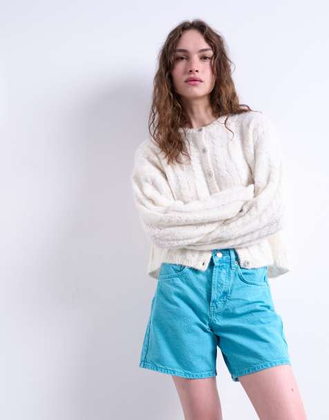 Topshop denim Editor short in blue