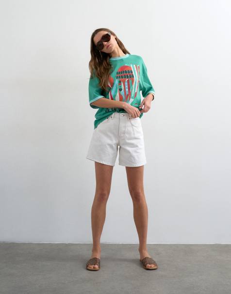 Topshop - Editor - Pantaloncini di jeans bianchi - view 1