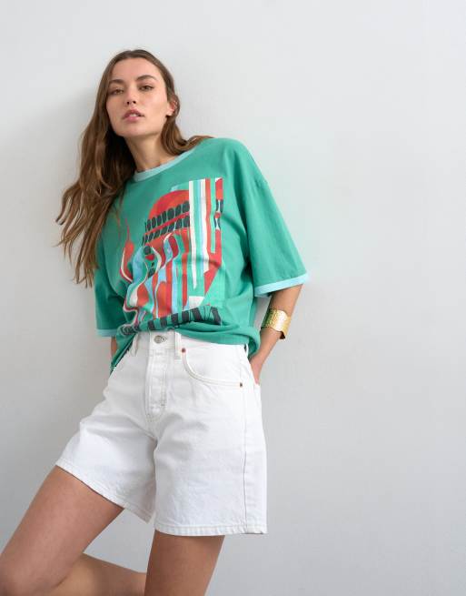 Topshop - Editor - Pantaloncini di jeans bianchi, 2 di 5
