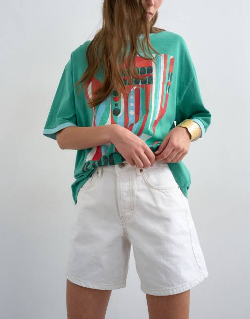 Topshop - Editor - Pantaloncini di jeans bianchi, 4 di 5