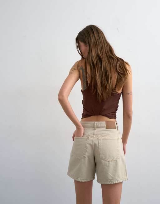 Topshop - Editor - Pantaloncini di jeans color avena, 5 di 5