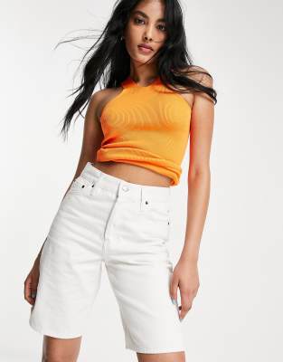 Editor - Pantaloncini di jeans taglio lungo bianchi-Bianco - Topshop jeans donna Bianco