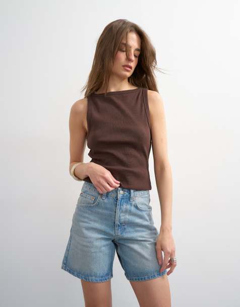 Topshop - Editor - Pantaloncini in denim lavaggio candeggiato - view 1