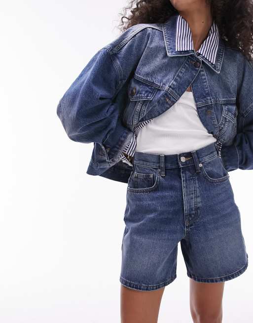 Topshop - Editor - Pantaloncini in denim lavaggio rich
