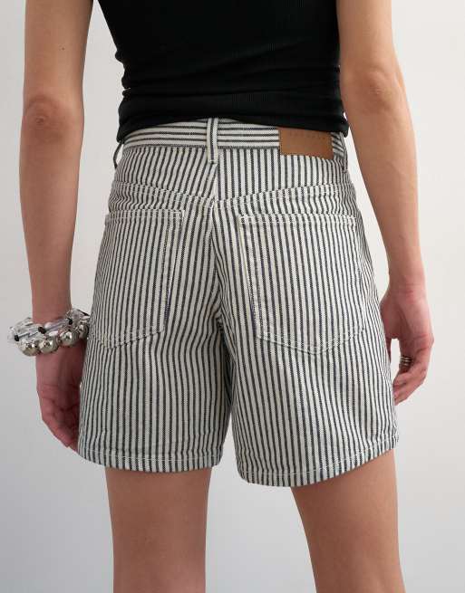 Topshop - Editor - Short en jean à rayures - Écru, 2 de 5