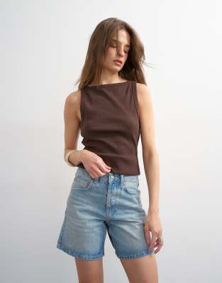 Editor - Short en jean délavé-Bleu 42
