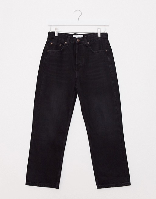 Topshop Editor straight leg jeans in black | ASOS