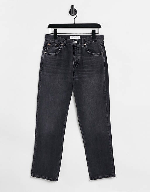 Topshop editor straight leg jeans in black