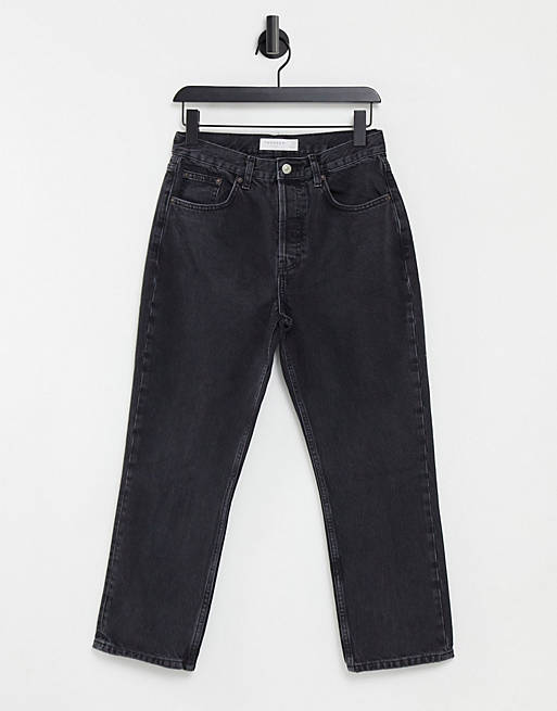 Topshop Editor straight leg jeans in black | ASOS
