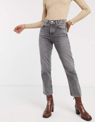 grey straight fit jeans