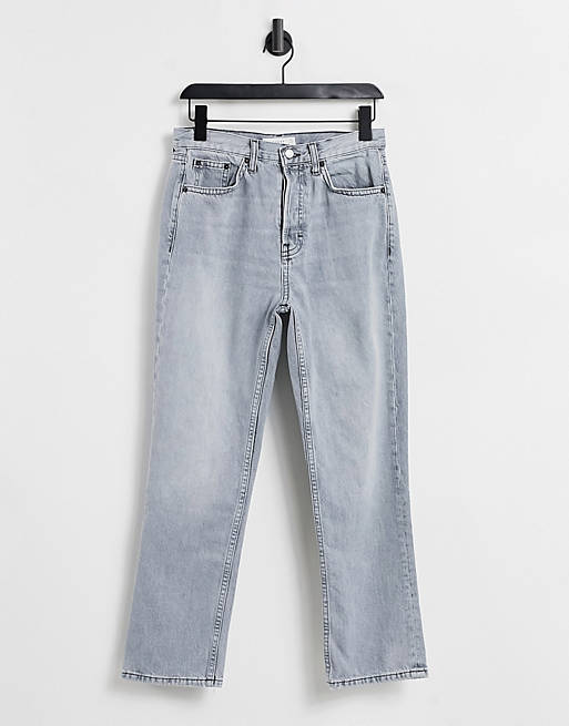 Topshop Editor straight leg jeans in grey 