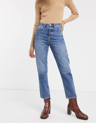 mid blue editor straight jeans