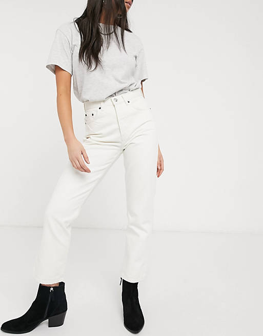 Topshop Editor straight leg jeans in off white