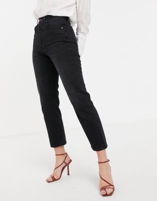 washed black straight leg jeans