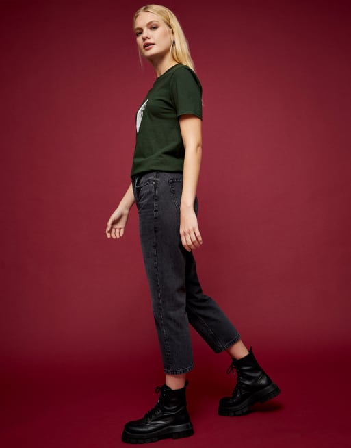 Topshop Editor straight leg jeans in washed black , 4 of 4