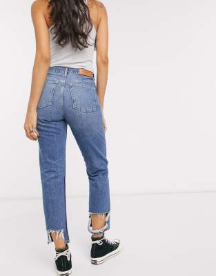 topshop high waist raw hem jeans