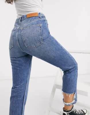 topshop high waist raw hem jeans