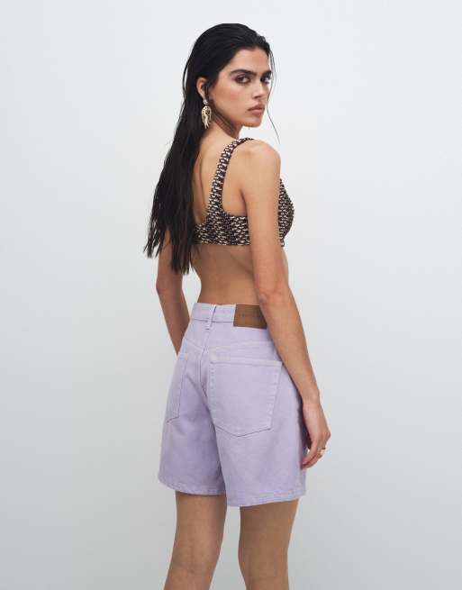 Topshop – Editor – Syrénlila jeansshorts, 3 av 9