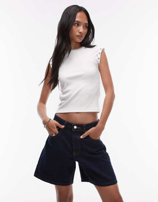 Topshop – Editor – Szorty jeansowe w kolorze indygo
