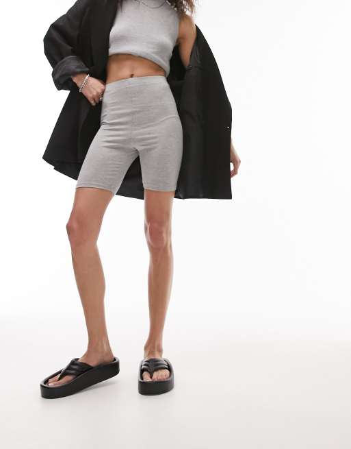 Topshop - Eenvoudige leggingshort in gemêleerd grijs