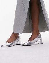 Topshop Emilia two part heeled shoes in silver | ASOS
