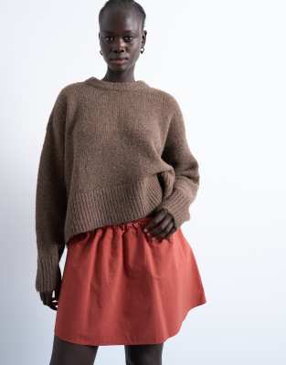Topshop Elastic Mini Skirt In Orange
