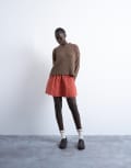 [Topshop] Topshop elasticated mini skirt in rust-Brown 16 RUST