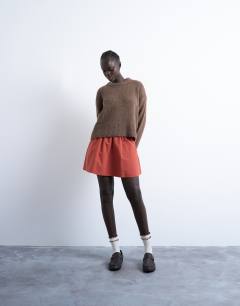 Elasticated mini skirt in rust 