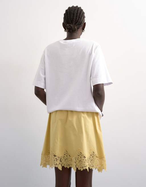 Topshop elasticated waist lace petticoat mini skirt in buttermilk, 2 of 5