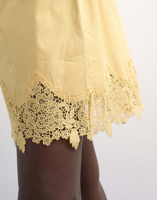 Topshop elasticated waist lace petticoat mini skirt in buttermilk, 5 of 5